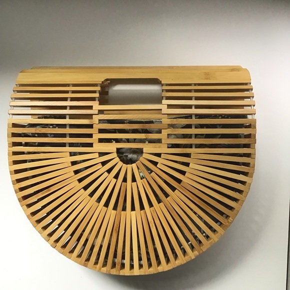 Bamboo BoHo (Cult Gaia Inspired) Summer Bag with fitted insert. - Picture 4 of 6